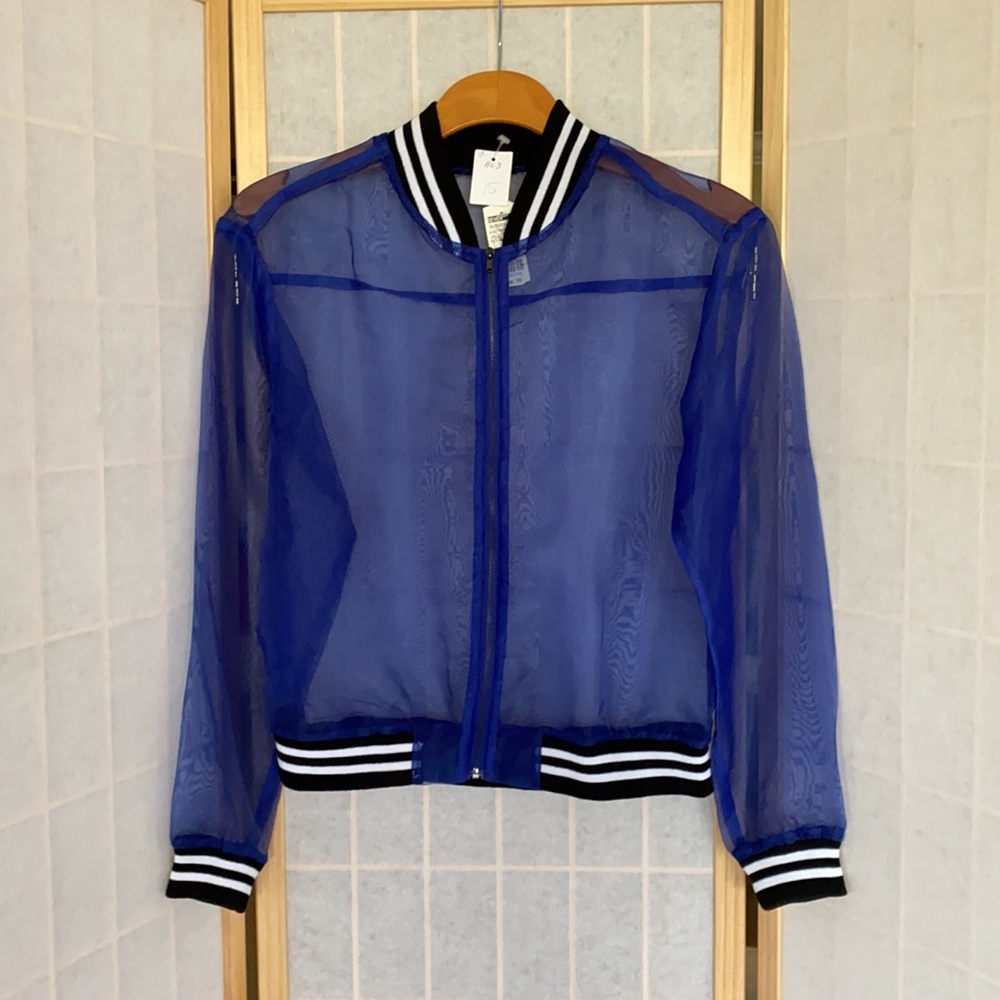 NWT Blue Sheer Bomber Jacket